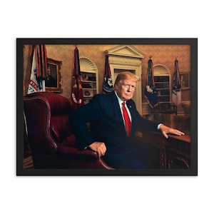 Donald Trump at the Oval Office Framed Print