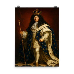 Royal Elegance Louis XIV Poster Print | Vintage French Wall Art | Baroque Home Decor | Unique History Lovers Gift