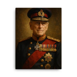 Prince Philip Portrait Canvas Print: Royal British Home Decor