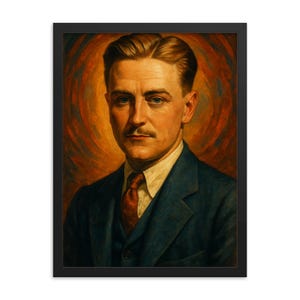 F. Scott Fitzgerald Framed Print: Literary Wall Art, Samba Wood Frame