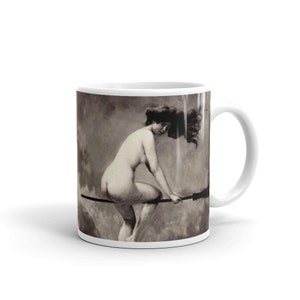 Witch on Broom Departure for the Sabbath by Alber Joseph Penot Mug