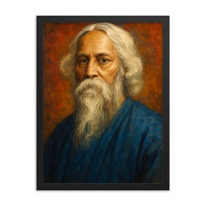 Rabindranath Tagore – wydruk w ramce: Portret literacki, ręcznie robiona rama z drewna samba