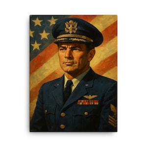 Godfrey McHugh Canvas Print – Historic Military Wall Art, Vintage WWII Officer Portrait, Unique Gift for History Lovers