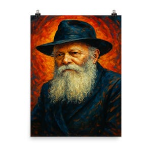 Menachem Mendel Schneerson Poster Print - Inspirational Rabbi Wall Art Decor - Unique Jewish Heritage Gift