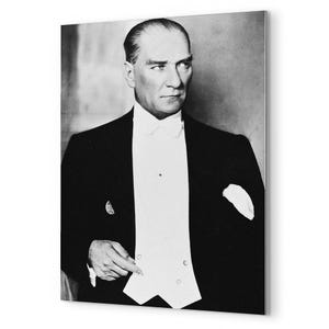 Ataturk Metal Print - Mustafa Kemal Portrait, Statement Turkish Wall Art, Gift for History Lovers