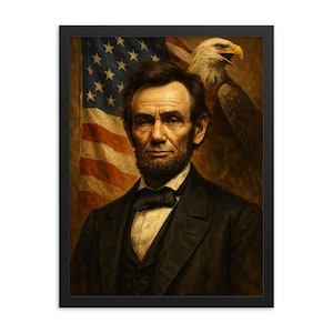 Framed Abraham Lincoln Portrait: Vintage American History Wall Art