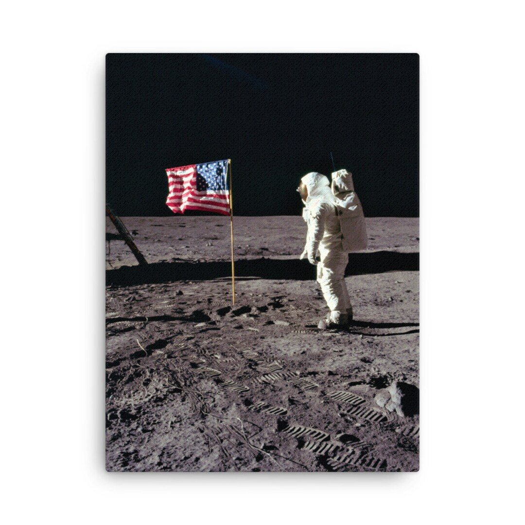 Buzz Aldrin Salutes the U.S. Flag Apollo 11 Canvas Print Canvas Wall ...