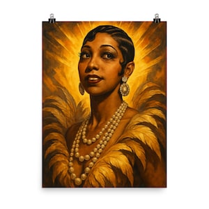 Josephine Baker Art Print: Vintage Portrait Poster, Black Icon Tribute