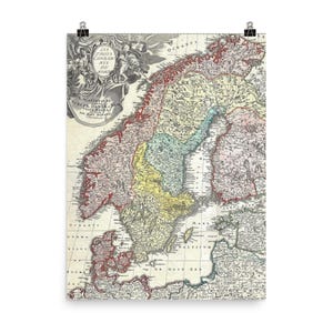 1730 Homann Map Poster: Vintage Skandinavische Wandkunst - Norwegen, Schweden, Dänemark, Finnland & Baltikum Dekor