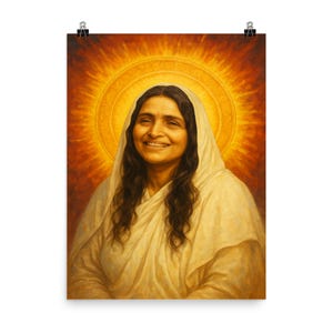 Anandamayi Ma Spiritual Portrait: Ethereal Meditation Art Print