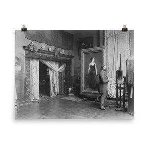 John Singer Sargent in his studio with Portrait of Madame X Poster Print