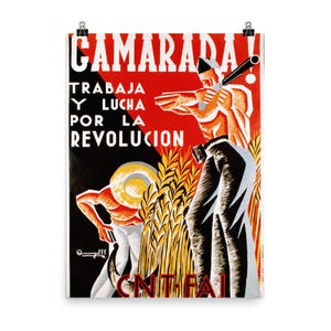 Spanish Revolution Art Print - Vintage Comrade Style Wall Decor - Historical Poster for Unique Home or Office Decor