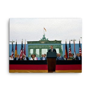 Ronald Reagan at Berlin Wall Canvas Print: Iconic Presidential Wall Art