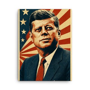 JFK Canvas Wall Art – Iconic John F Kennedy Portrait Print, Historic President Decor Gift for Home or Office