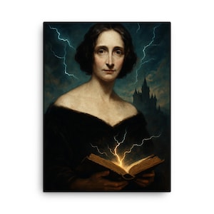 Mary Shelley Canvas Print – Gothic Literary Wall Art, Unique Writer Portrait Decor, Book Lover Gift, Dark Academia Art