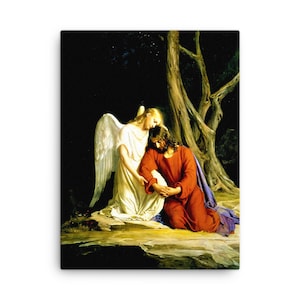 Angel Comforting Jesus Before His Arrest In The Garden Of Gethsemane Canvas Print - Canvas Wall Art