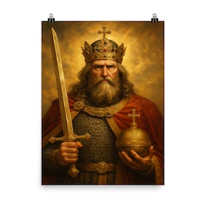 Charlemagne Medieval Art Masterpiece Poster Print | Vintage Style French Royalty Wall Decor for History Lovers
