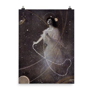 Póster de la nueva constelación de Sewell Collins (1910) / Decoración de pared astronómica vintage / Diseño único de mapa estelar para el hogar