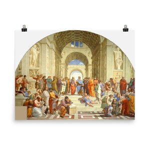 La Scuola di Atene di Raffaello, riproduzione del 1509-1511, decorazione da parete artistica / capolavoro rinascimentale