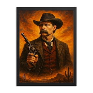 Wyatt Earp Framed Print: Vintage Western Cowboy Portrait