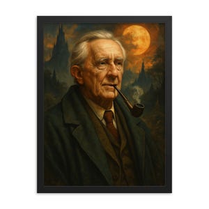 Lámina enmarcada de J.R.R. Tolkien: Retrato literario, marco de madera de samba