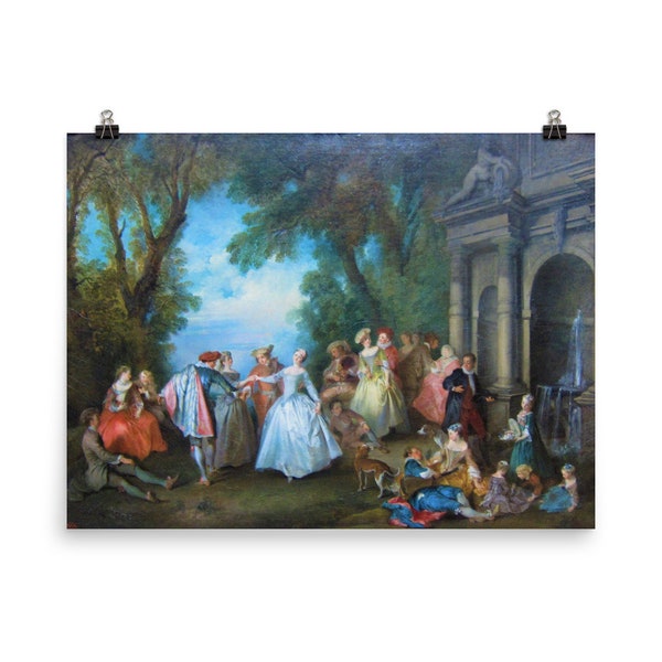 Danse devant une fontaine par Nicolas Lancret Poster Print