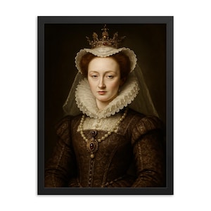 Mary Queen of Scots Framed Portrait: Elegant Renaissance Wall Art