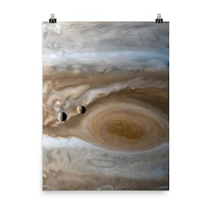 Cassini&#39;s View: Io & Europa Moon Dance by Jupiter Poster Print | Cosmic Wall Art Decor | Space Enthusiast Gift