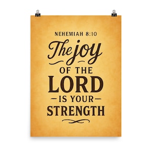Neemia 8:10 Gioia del Signore - Poster da parete con stampa / Versetto biblico ispiratore / Regalo cristiano per la casa