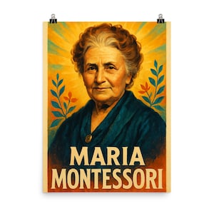 Arte mural de sabiduría Montessori: póster inspirador de María Montessori para decoración educativa y estilo de aula.