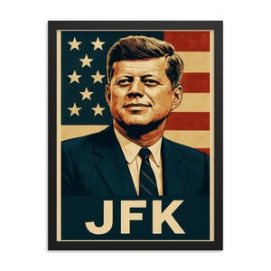 Framed John F Kennedy Print: Historic American Wall Art