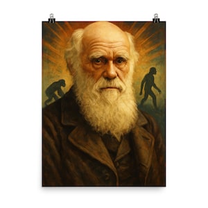 Vintage Charles Darwin Poster Print | Scientific Wall Art Decor | Unique Evolutionary Theory Illustration Gift