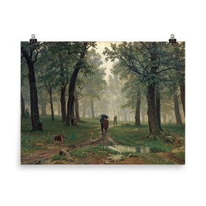 Rain in Oak Forest Vintage Art Print: Classic Nature Landscape
