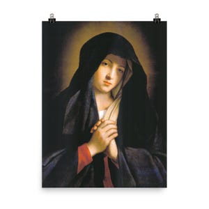 Madonna in Sorrow Poster Print - Elegant Sassoferrato Wall Art for Home Decor - Renaissance Masterpiece Replica