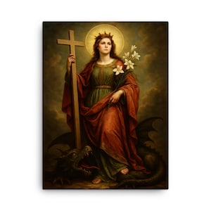 Saint Margaret of Antioch Canvas Print – Christian Art Wall Decor, Unique Religious Icon for Home or Chapel