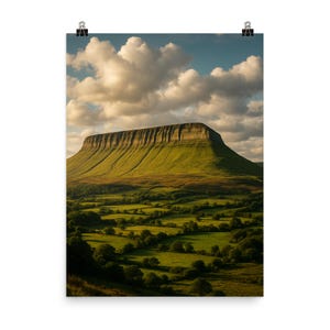 Benbulben Mountain Print: Irish Landscape Poster, Sligo Ireland Wall Art