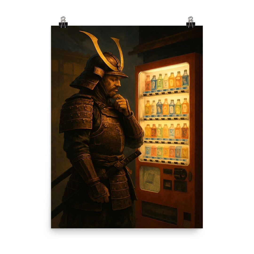 Samurai Vending Machine Art Print: Japanese Armor, Stoic Warrior - Etsy