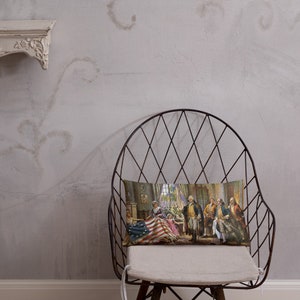 The Birth of Old Glory (Betsy Ross presenting the Flag to Geroge Washington) by Edward Percy Moran Throw Pillow