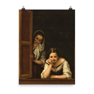 Two Women at a Window by Bartolome Esteban Murillo Poster Print