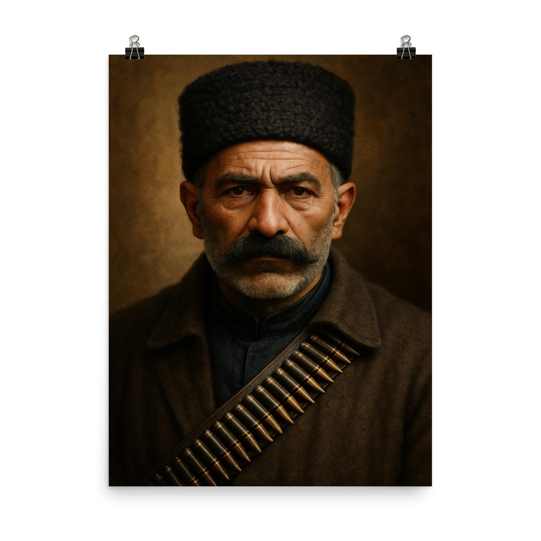 Sattar Khan Historical Portrait Vibrant Persian Leader Art Print Etsy