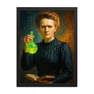 Marie Curie Framed Print – Inspirational Scientist Portrait Wall Art, Unique STEM Gift, Feminist Home Decor, Motivational Office Artwork