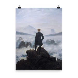 Wanderer über Nebelmeer Wandkunst - Caspar David Friedrich Atemberaubender 1817 Posterdruck - Zeitloses Romantisches Dekor