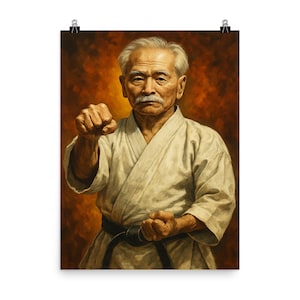 Gichin Funakoshi Karate Master Poster Print Unique Japanese Martial Arts Wall Art Home Decor Gift