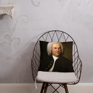 Johann Sebastian Bach Pillow - Official Portrait Bach Painting by Haussmann 1748
