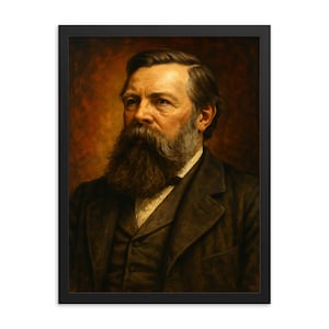 Friedrich Engels gerahmter Druck - Einzigartiges marxistisches Wandkunstdekor, intellektuelle Geschichte Porträt, sozialistisches Geschenk, Arbeitszimmer Galeriestück