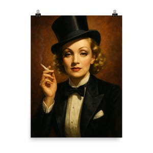 Vintage Marlene Dietrich Glamour Poster Print Classic Hollywood Wall Art Décor Retro Movie Icon Stylish Gift