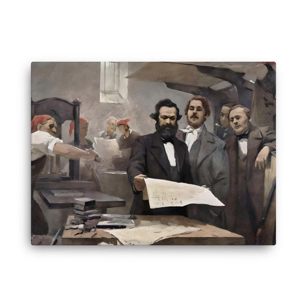 Marx and Engels at the Rheinische Zeitung by E Capiro Canvas Print - Canvas Wall Art