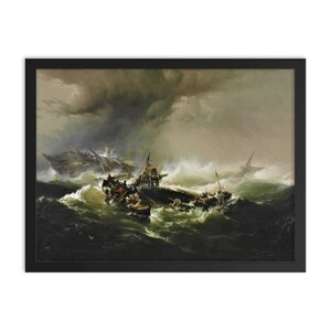 Shipwreck by Edward Moran Framed Print: Dramatic Nautical 19th Century Seascape Wall Art