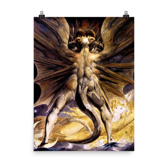 ウィリアム・ブレイク作「グレート・レッド・ドラゴン」ポスター