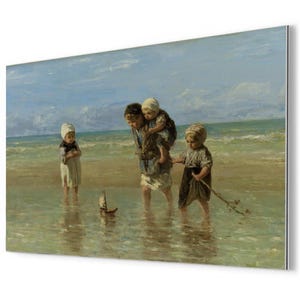 Children of the Sea Metal Print by Jozef Israels Dutch Realist Masterpiece Seascape Wall Art